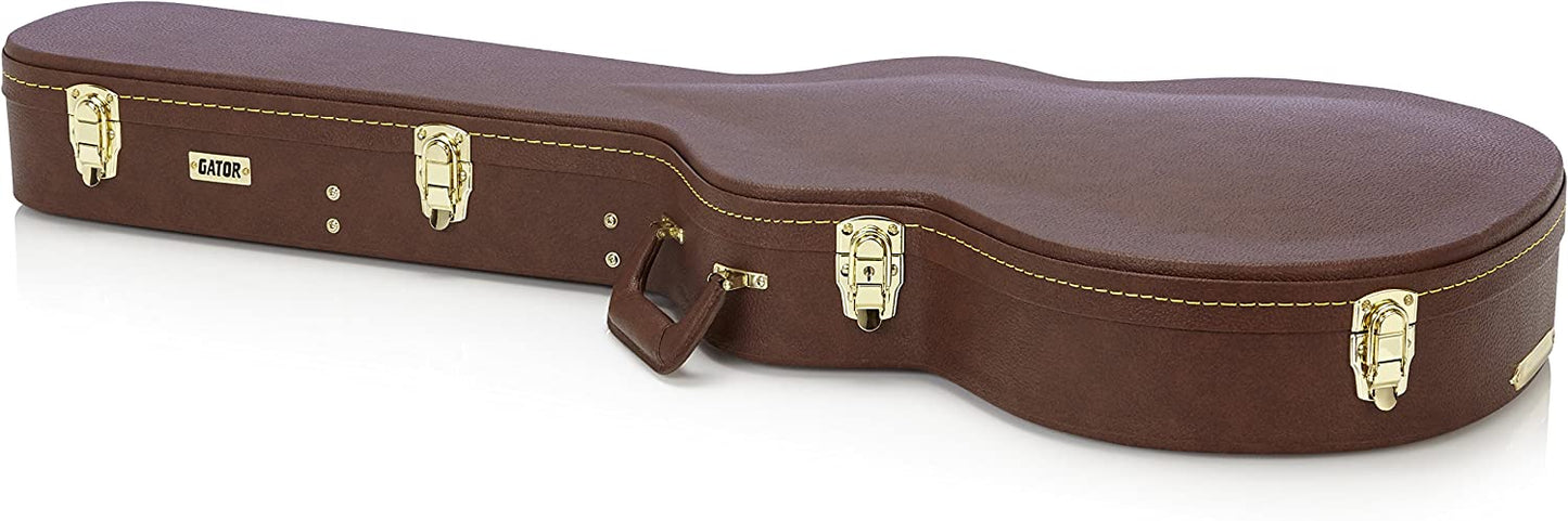 Gator Cases Deluxe Hard-Shell Wood Case for 335 Semi-Hollow Guitars; Brown Exterior (GW-335-BROWN)