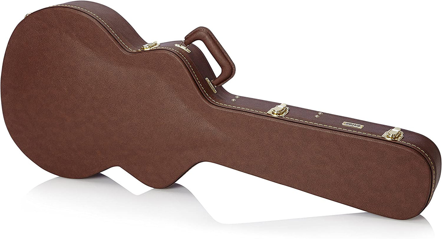 Gator Cases Deluxe Hard-Shell Wood Case for 335 Semi-Hollow Guitars; Brown Exterior (GW-335-BROWN)