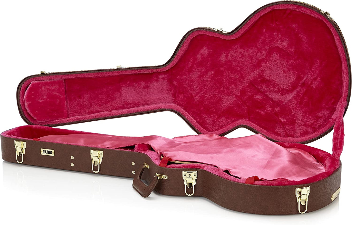 Gator Cases Deluxe Hard-Shell Wood Case for 335 Semi-Hollow Guitars; Brown Exterior (GW-335-BROWN)