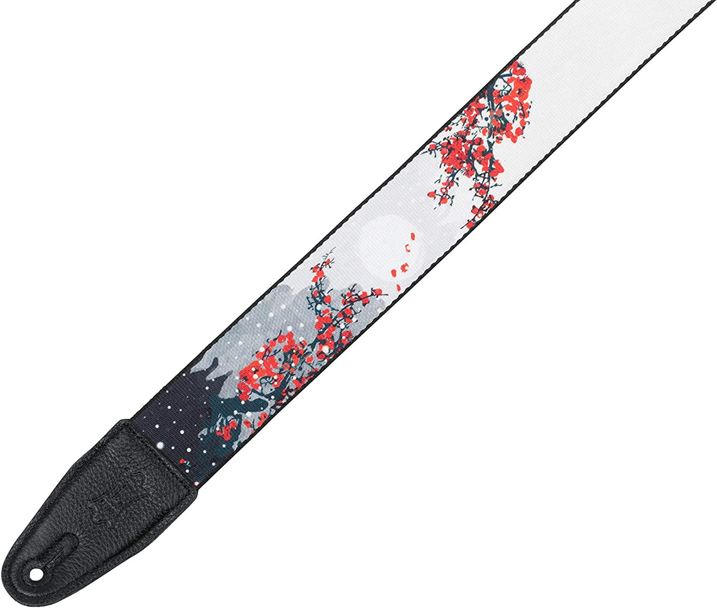 Levy's Leathers 2" Wide Polyester Guitar Strap; Cherry Blossoms & Snow Motif (MPD2-116)